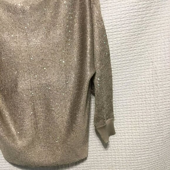 Alfani Petite Sequined Sweater Drop Shoulder Women's Size Medium Petite in Taupe - Picture 9 of 11